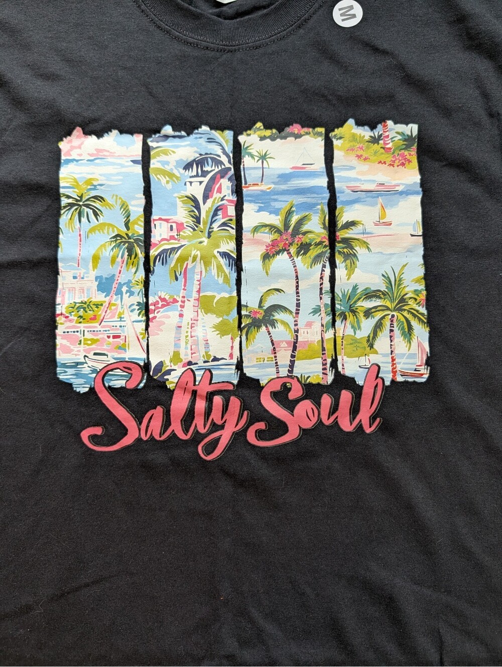 Salty Soul Graphic T-Shirt – Black 100% Cotton – Size Medium
